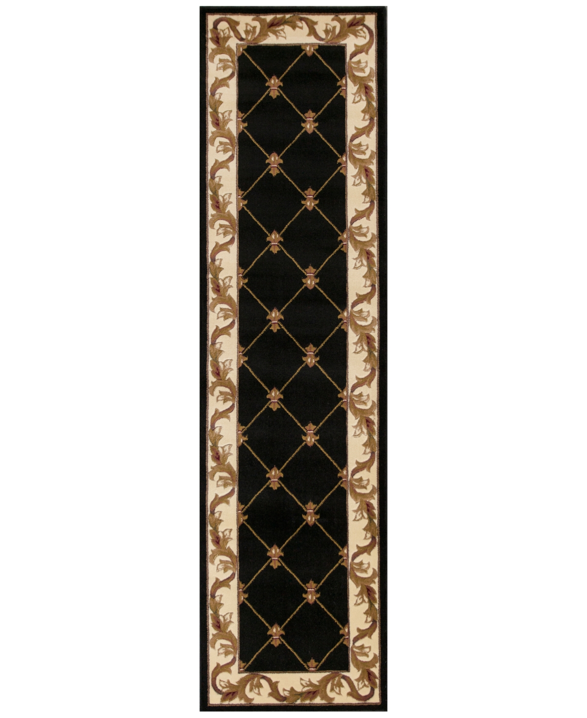 Kas Corinthian Fleur-de-Lis 2'2in x 7'11in Runner Rug - Black