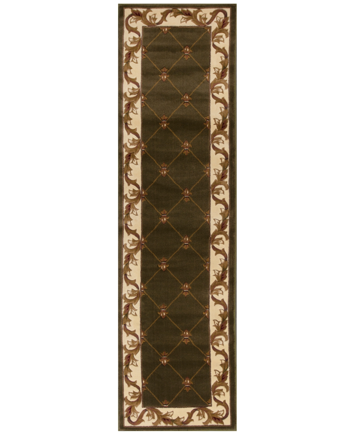 Kas Corinthian Fleur-de-Lis 2'2in x 7'11in Runner Rug - Green