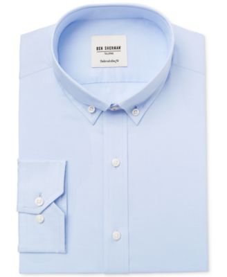 Ben Sherman - Men's Slim-Fit Light Blue Solid Oxford Dress Shirt