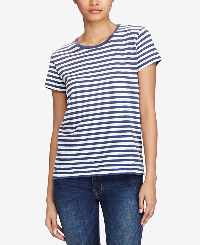 Polo Ralph Lauren Striped Cotton T-Shirt & Reviews - Tops - Women - Macy's
