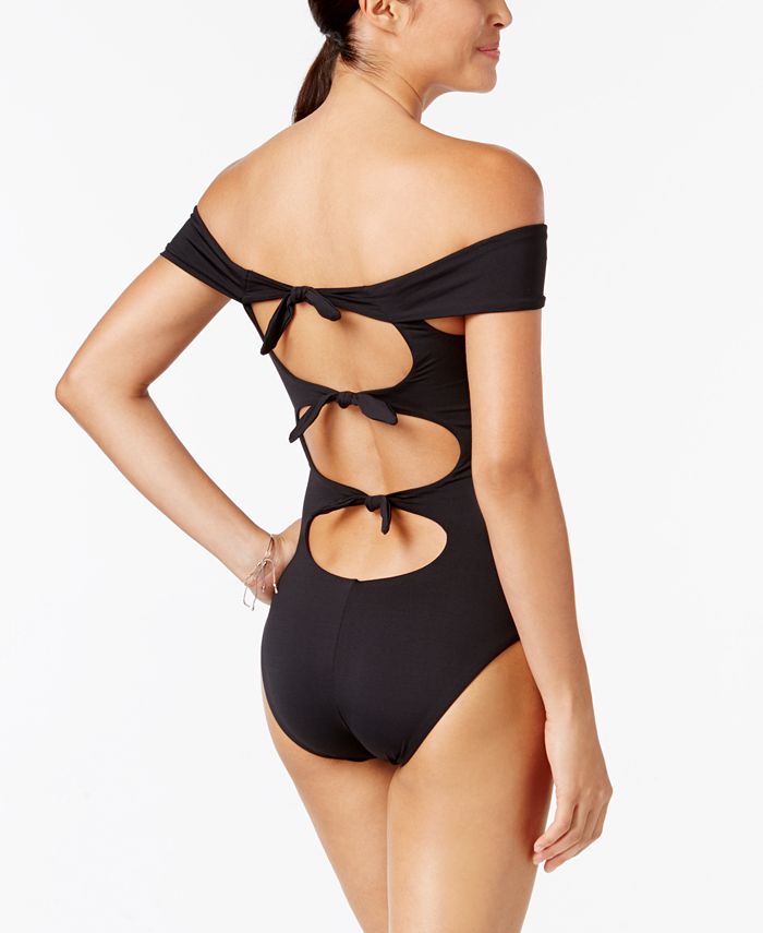 Becca Socialite Off The Shoulder Bow Back One Piece Swimsuit Macy s