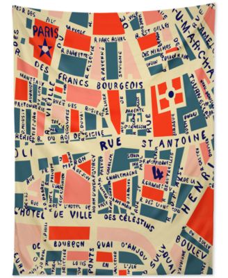 Deny Designs - Holli Zollinger Paris Map Blue Tapestry