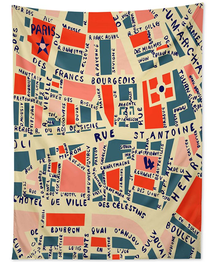 Deny Designs - Holli Zollinger Paris Map Blue Tapestry