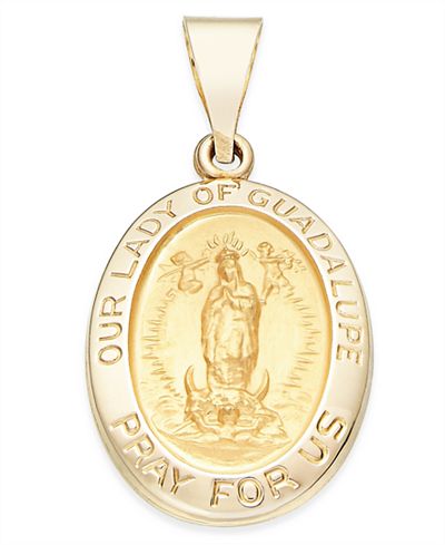 guadalupe gold lady 14k pendant medallion main jewelry