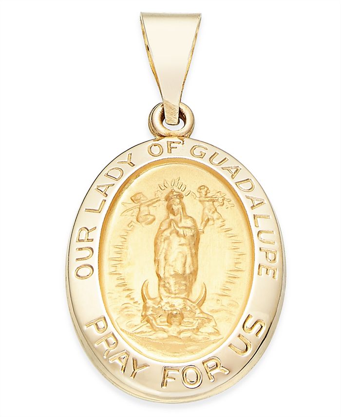 Details about   14k Yellow Gold Nuestra Sra De Guadalupe Ruega Por Nosotros Words Medal Pendant 
