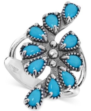 image of Genuine Turquoise (1-1/2 ct. t.w.) Cluster Statement Ring in Sterling Silver