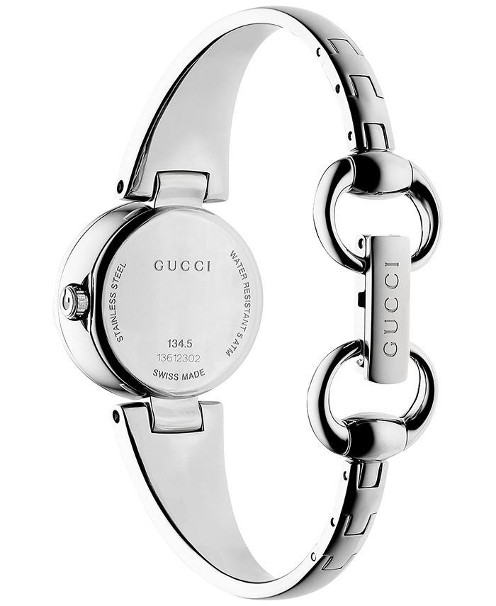 Gucci Women's Swiss Guccissima Diamond Accent Stainless Steel Bangle ...
