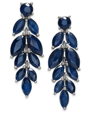 image of Blue Sapphire (6-1/2 ct. t.w.) & White Sapphire (1/2 ct. t.w.) Chandelier Earrings in Sterling Silver, Created for Macy-s