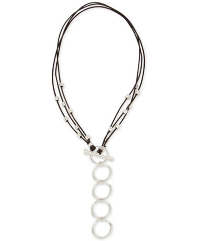 Robert Lee Morris Soho Silver-Tone & Faux Leather Lariat Necklace