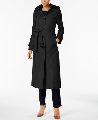 London Fog Hooded Belted Maxi Trench Coat - Coats - Women - Macy's