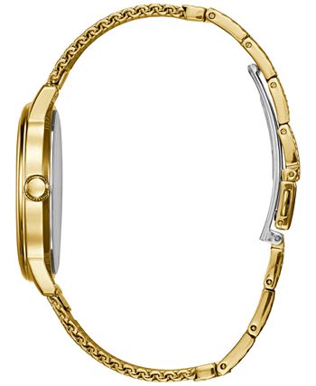 GUESS - Men's Diamond Accent Gold-Tone Stainless Steel Mesh Bracelet Watch 40mm U0280G3