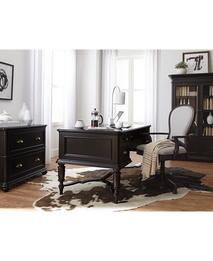 Furniture Clinton Hill Ebony Home Office Furniture Set, 2Pc. Set (Writing Desk & Upholstered