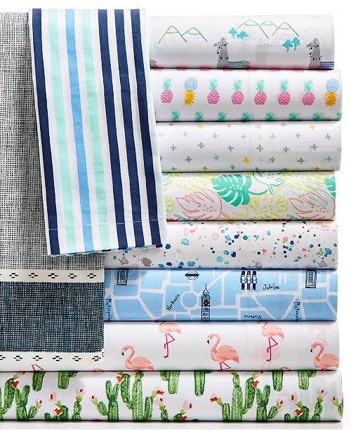 Martha Stewart Collection CLOSEOUT! Novelty Print Cotton Percale Sheet Set, Created for Macy&#39;s ...