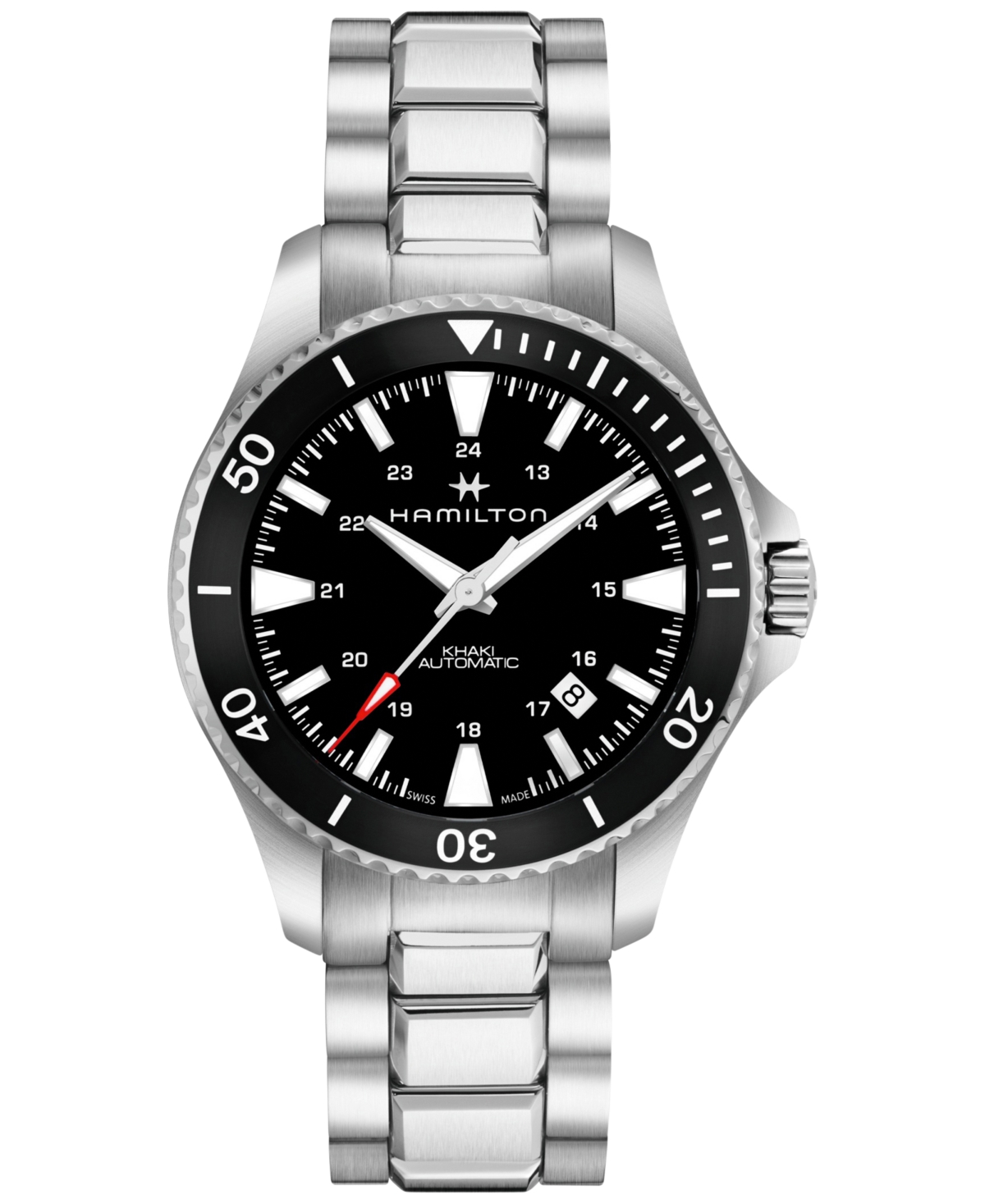 Men's Swiss Automatic Khaki Navy Stainless Steel Bracelet Watch 40mm - Silver