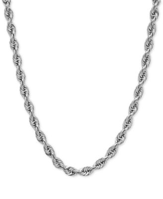 Italian Gold - Rope Chain Slider Necklace in 14k White Gold