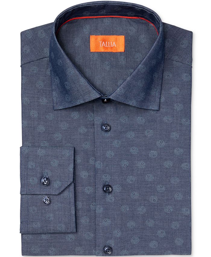 Tallia Men's Fitted Circle Dot Print Dress Shirt - Macy's