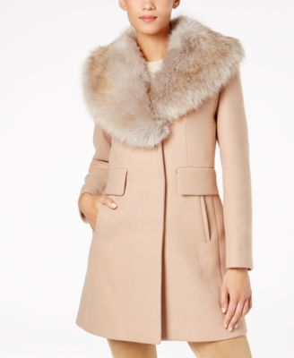 kate spade faux fur lapel coat