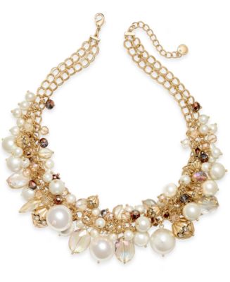 Charter Club Gold-Tone Multi-Bead Statement Necklace, Created for Macy ...