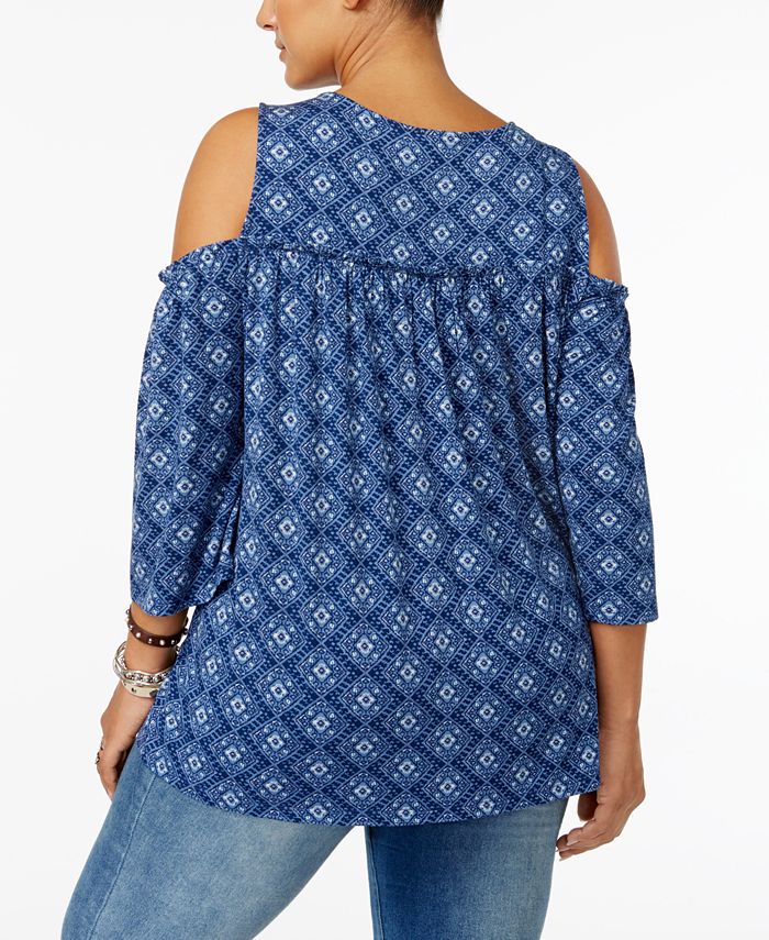 Style & Co Printed Cold-Shoulder Top, Created for Macy's & Reviews ...