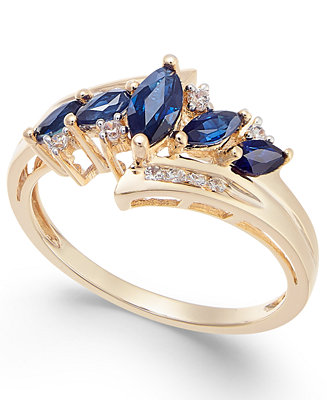 Macy's Sapphire (3/4 ct. t.w.) & Diamond (1/10 ct. t.w.) in 14k Gold (Also in Tanzanite, Ruby and Emerald) - Macy's