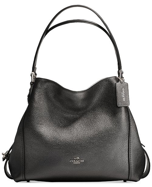 COACH Edie Shoulder Bag 31 In Metallic Leather & Reviews - Handbags & Accessories - Macy&#39;s