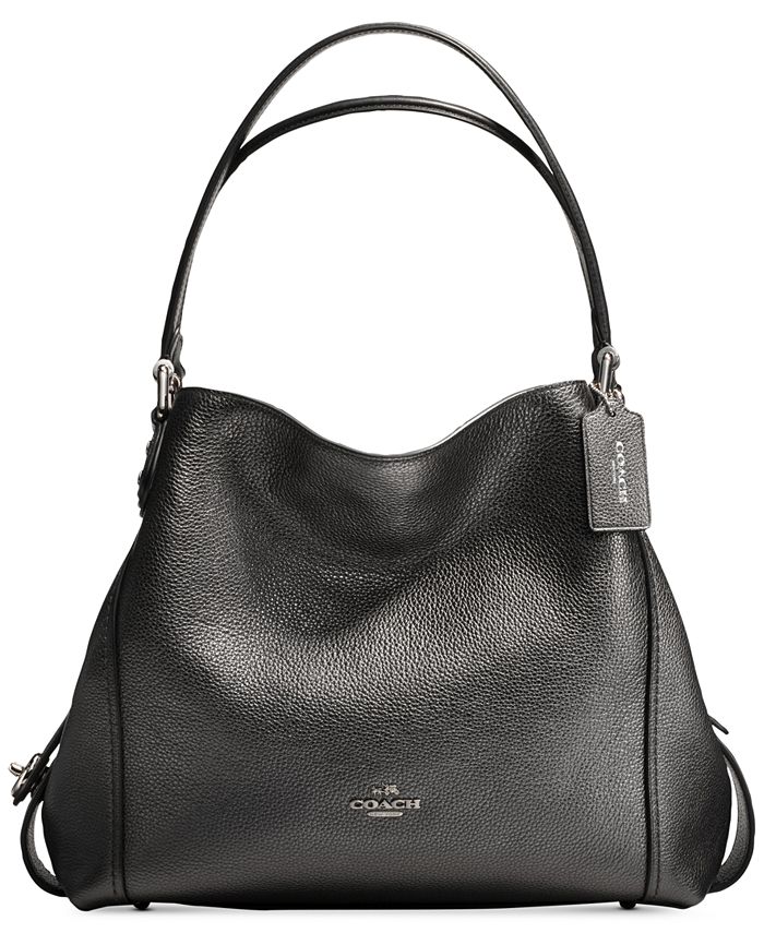 COACH Edie Shoulder Bag 31 In Metallic Leather - Macy's