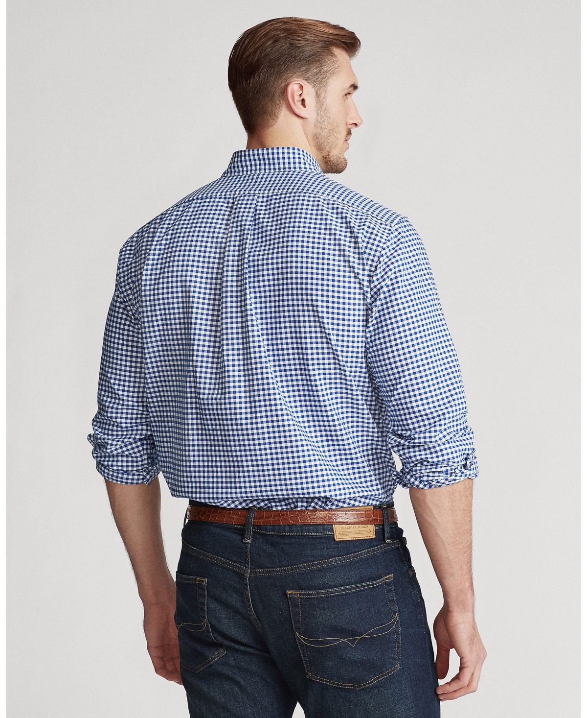 Polo Ralph Lauren Men's Big & Tall Classic Fit Oxford Shirt -White Gingham