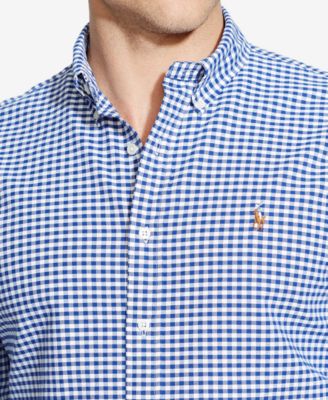 ralph lauren blue and white checkered shirt