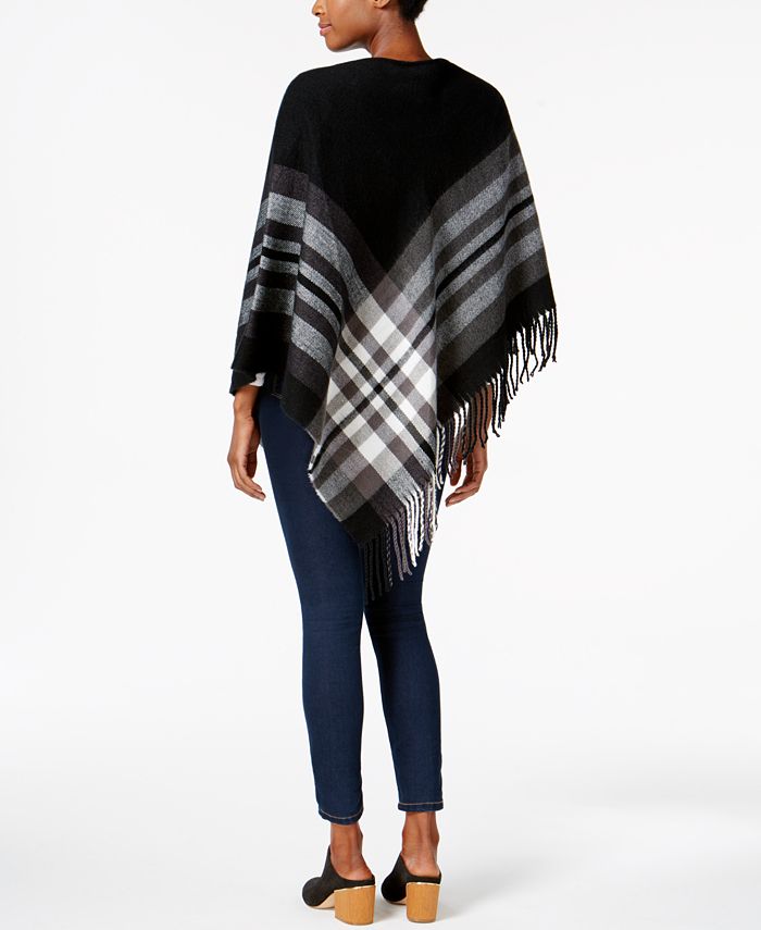 Charter Club Brushed Plaid Poncho, Created for Macy's - Macy's