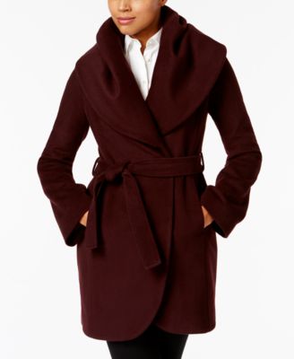 tahari shawl collar wrap coat