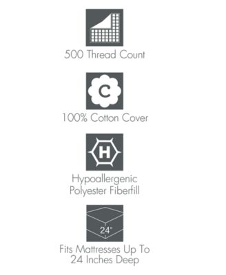 500 Thread Count Cotton Hypoallergenic Down Alternative Fill Extra Deep Mattress Pad, Queen, Exclusively at Macy’s