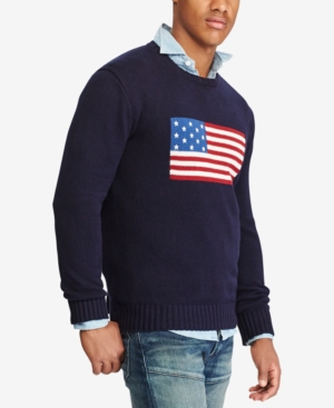 image of Polo Ralph Lauren Men-s American Flag Cotton Sweater