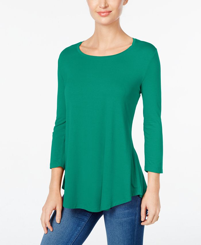 JM Collection Petite Three-Quarter-Sleeve Top, Created for Macy's - Macy's