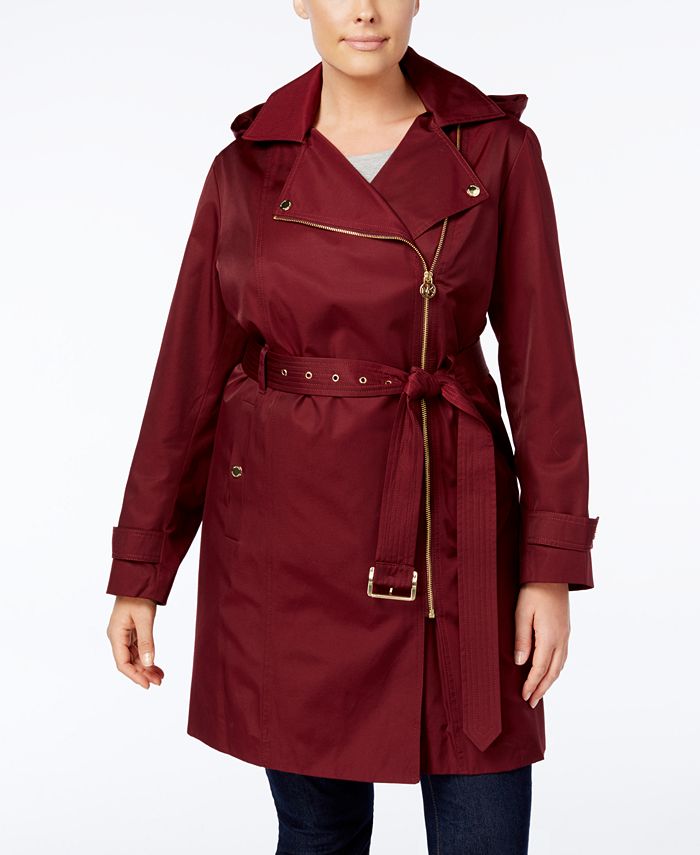 Michael Kors Plus Size Asymmetrical Raincoat - Macy's
