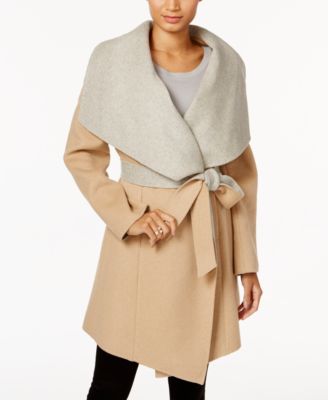 wool blend wrap coat michael kors