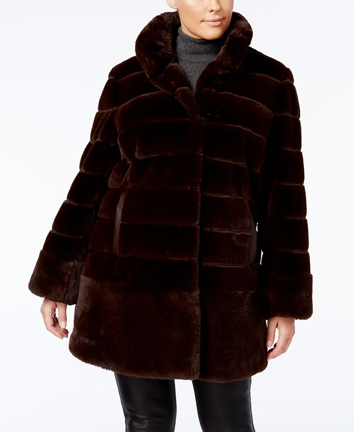 Jones New York Plus Size Faux-Fur Coat - Macy's