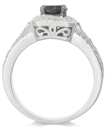 Macy's Diamond Halo Ring (1 ct. t.w.) in Sterling Silver - Macy's