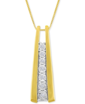 image of Diamond Accent Ladder Pendant Necklace in 10k Gold or White Gold