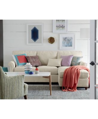 Lidia 82" Fabric 2-Pc. Chaise Sectional Queen Sleeper Sofa with Storage Ottoman, Created for Macy's