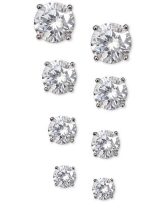 Giani Bernini 2-pc. Set Cubic Zircona Solitaire & Cluster Stud Earrings In  Sterling Silver, Created For Macy's In Multi