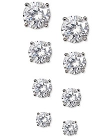 4-Pc. Set Cubic Zirconia Stud Earrings in Sterling Silver, Created for Macy's