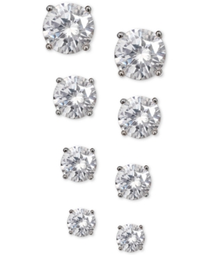 image of Giani Bernini 4-Pc. Set Cubic Zirconia Stud Earrings in Sterling Silver, Created for Macy-s