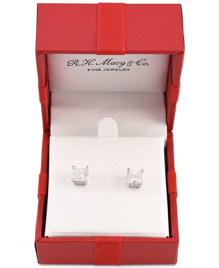Macy's princess cut diamond earrings clearance