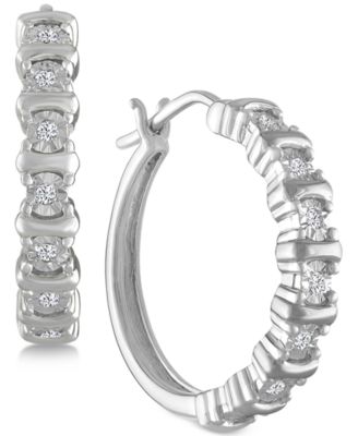 macy's silver diamond hoop earrings