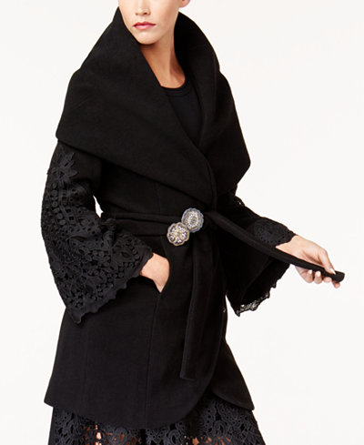 KOBI Lace-Sleeve Walker Coat, Created for Macy's