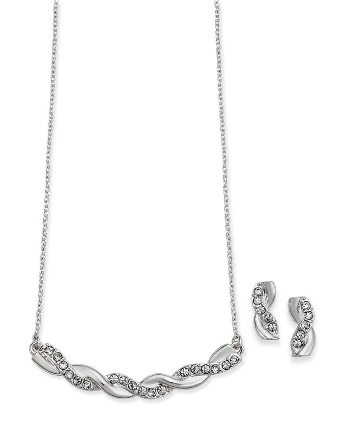 Parure Collier Et Boucles D'oreilles Charter Club - Cristal Rouge Sur Métal Argenté - Neuf Avec étiquettes