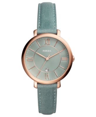 Fossil - Women's Jacqueline Sage Green Leather Strap Watch 36mm