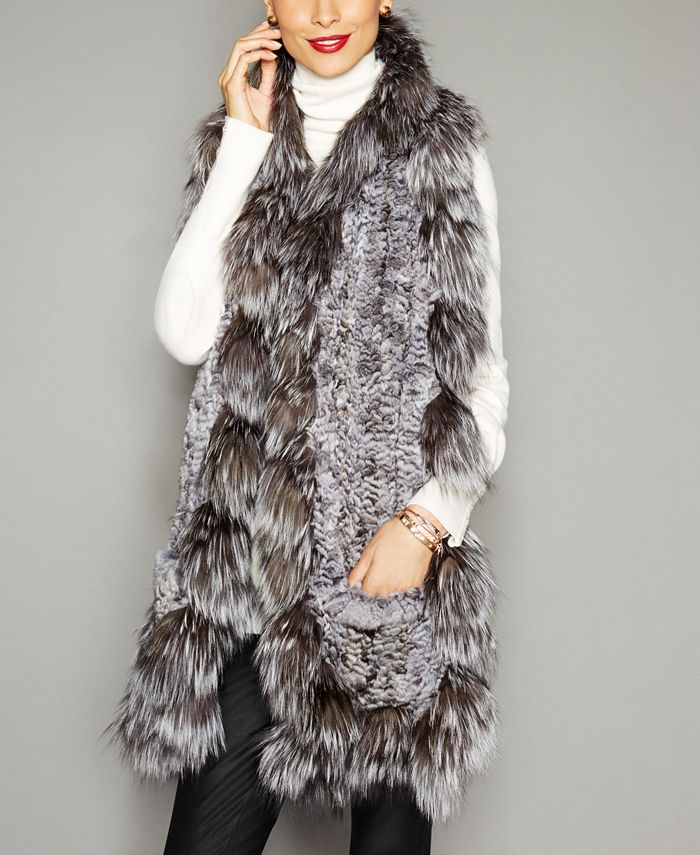 The Fur Vault Fox Trim Knitted Chinchilla Fur Scarf Macy s