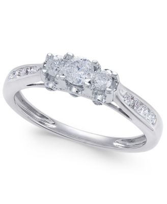Macy's - Diamond Trinity Engagement Ring (1/2 ct. t.w.) in 14k White Gold