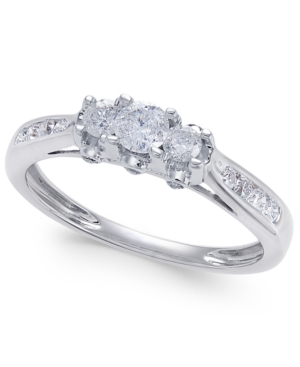 image of Diamond Trinity Engagement Ring (1/2 ct. t.w.) in 14k White Gold